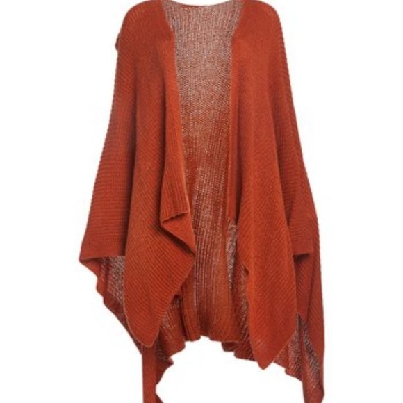 David & Young Sweaters - Rust Knit Shawl